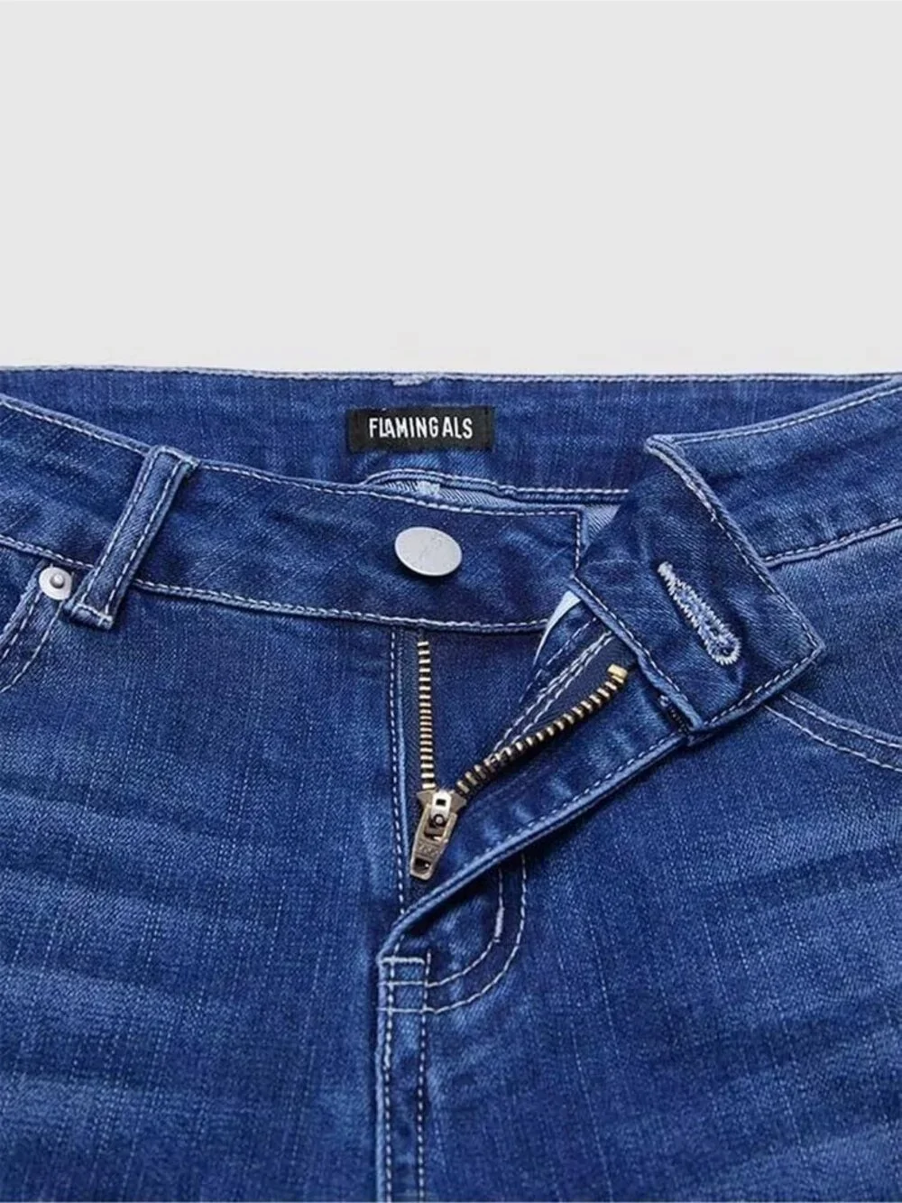 Women's Prussian Blue Pull On Mid Rise Flare Leg Zipper Lifting Bootcut Jeans